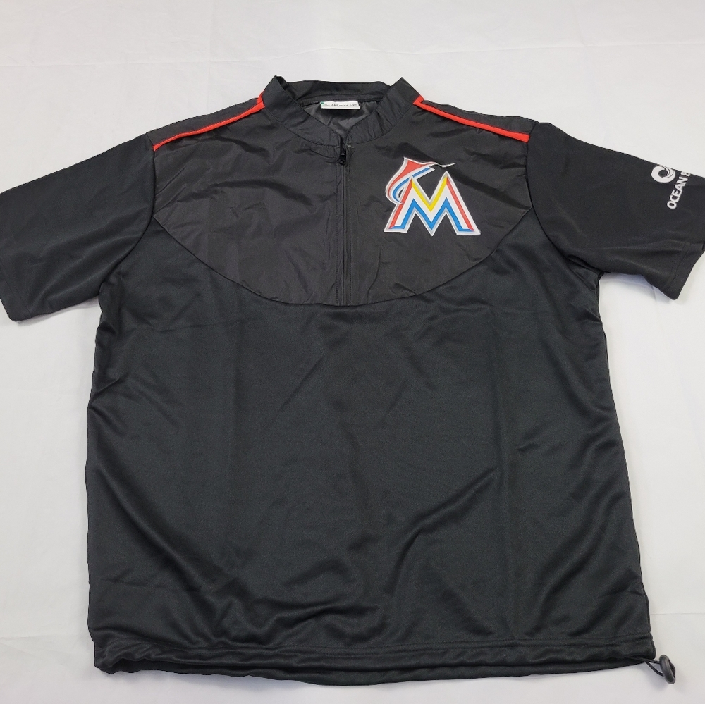 Warm-up Pullover Miami Marlins Black Large